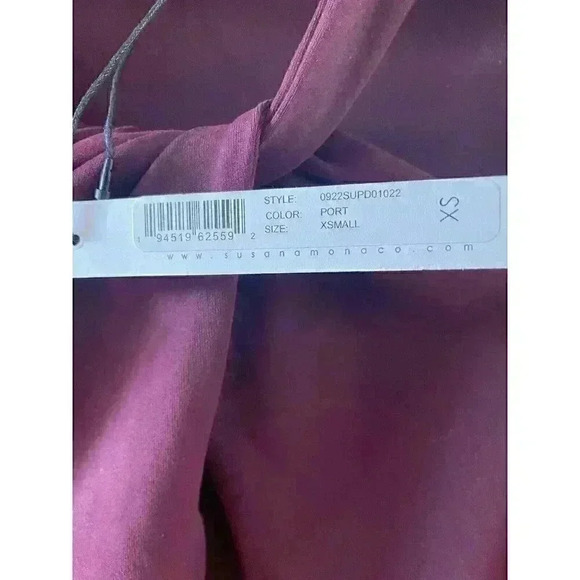 NWT Susana Monoco Port Burgundy Keyhole Choker Cutout Neckline XS Dress - Picture 8 of 10